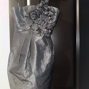 BCBGMaxAzria Silver One-Shoulder Dress